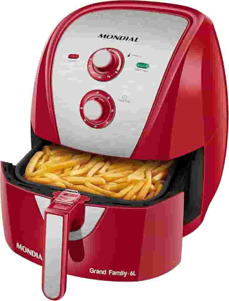 MONDIAL Fritadeira Sem Óleo Air Fryer 6L, Vermelho/Inox, 1900W, 220V - AFN-60-RI