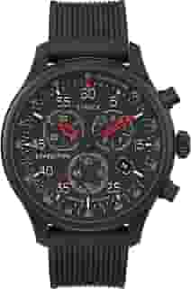 Relógio masculino Expedition Field Chrono de 43 mm - pulseira marrom, mostrador preto, caixa prateada