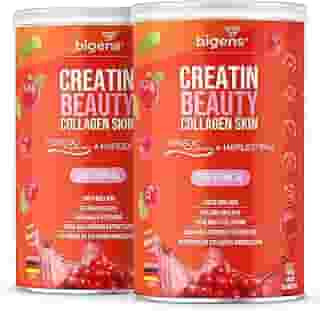 Creatin Beauty Collagen Skin, 3g de Creatina, Peptídeos de colágeno Verisol + Ácido Hialurônico Haplex Plus, 300g, Sabor Cranberry, Bigens (Kit 2)