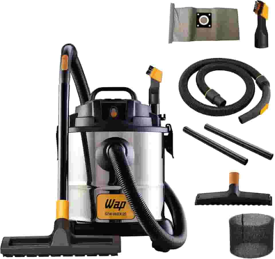 WAP Aspirador de Pó e Água Barril GTW INOX 20, Compacto, 20 Litros, com Filtro Lavável, 160mbar 1600W 220V