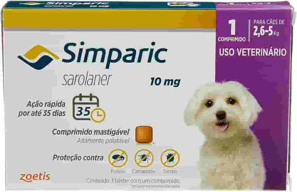 Zoetis Simparic 10Mg 2 6 Até 5Kg 1Cp Para Cães