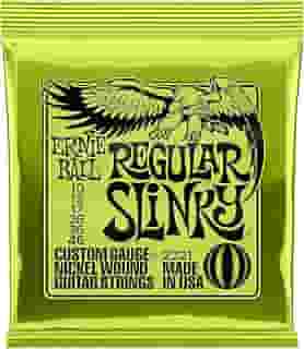 Cordas para guitarra elétrica Ernie Ball Regular Slinky, revestimento de níquel, calibre 10-46
