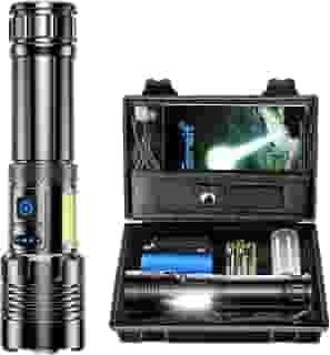 Lanterna Led Recarregável 10000 Lúmen, Lanterna Tatica Militar Há 7 Modos, XHP90.2 Chip, lanternas Potente Zoom de Longo Alcance, Lanterna Para Acampamento, Pesca e Emergências, Super Lanterna USB LED