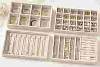 Organizador Joias, Cinza Porta Joia, kit 4 Porta Joias Organizadora, Organizador de Bijuterias, Empilháveis Organizador de Joias, para Brincos, Pulseiras, Colares e Anéis Porta Joia, Porta Bijuterias