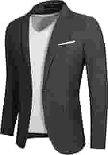 Blazer masculino esportivo casual para homens, caimento justo, com um botão, jaqueta leve