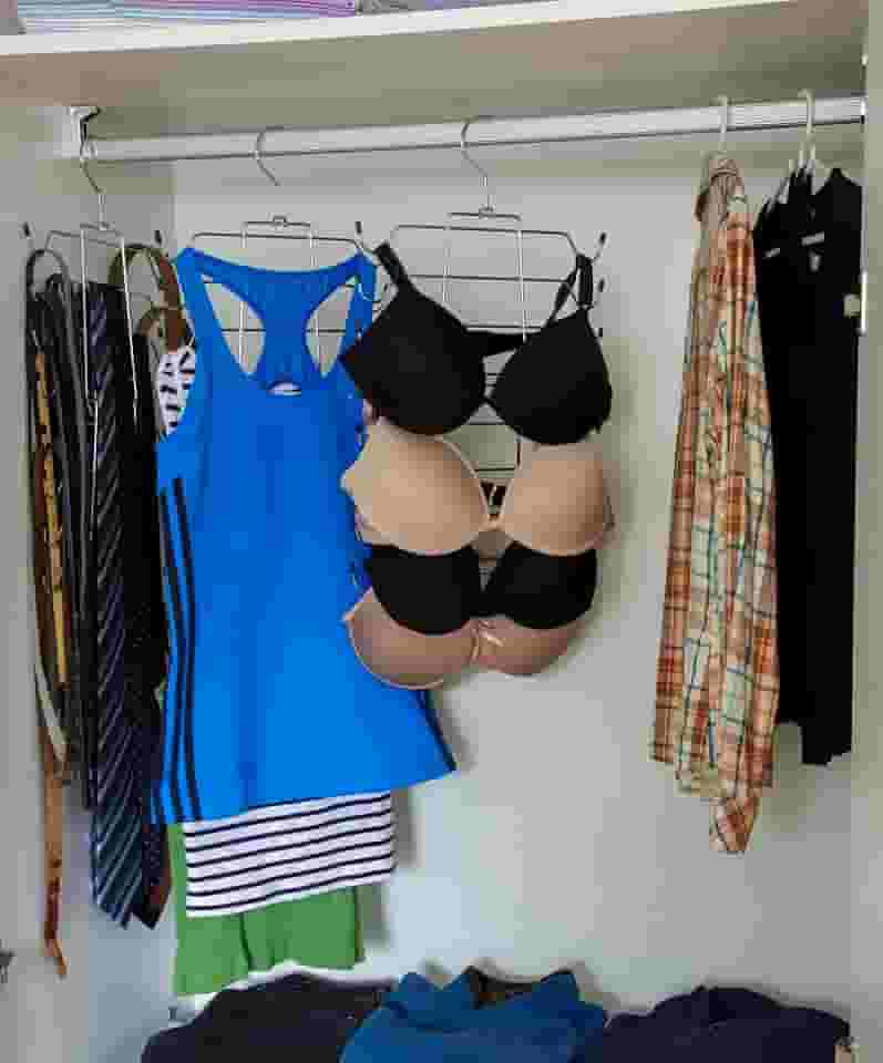 Cabide Multiuso 8 Peças P/Sutiã Regata Aço Inox Organizador Armário