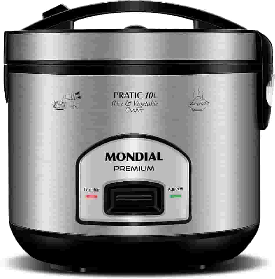 MONDIAL Panela Elétrica de Arroz, Preto/Inox, 700W, 220V - PE-42-10X