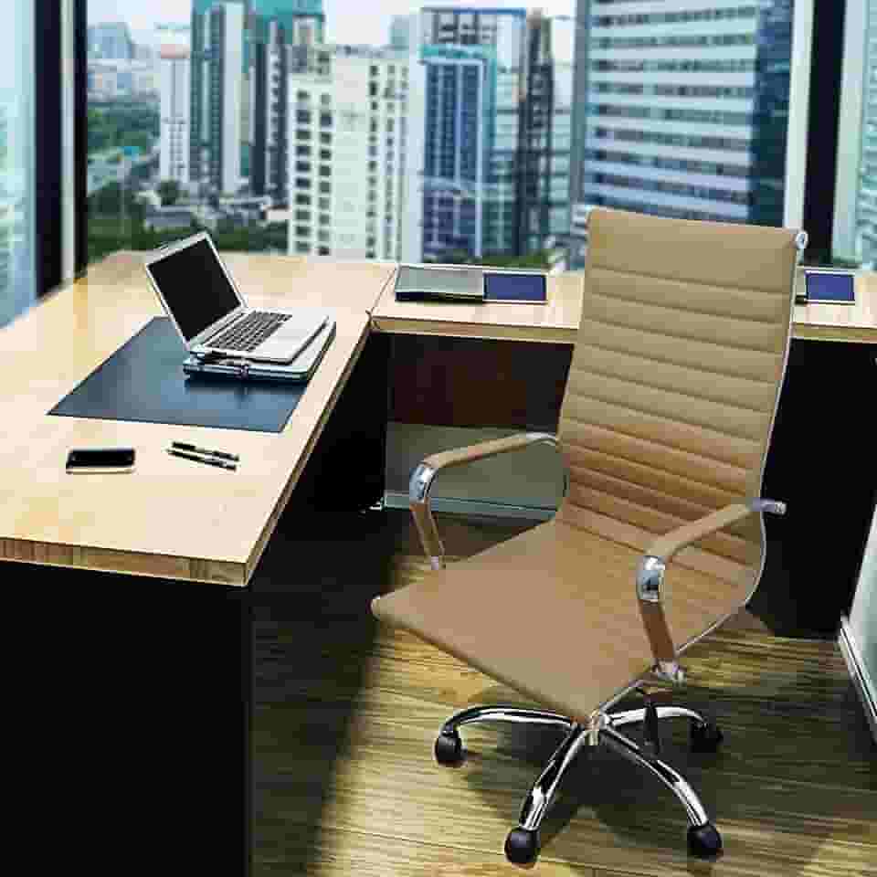 Cadeira Eames Esteirinha Presidente Escritório Boston Eames Alta Bege - Lianto Decor