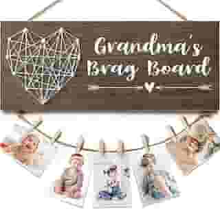 Quadro de gabarito para vovós, presentes de Dia das Mães para avó de neta, neto, melhores presentes de Dia das Mães para avó, porta-fotos para netos, presentes de aniversário para avó e avó