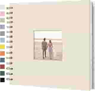 Hiwhy capa de linho para álbum de fotos de álbum de recortes, livro de memória de páginas brancas kraft de capa dura de 8 x 8 polegadas, para viagens, livro de convidados de casamento, chá d