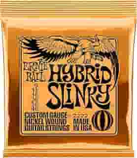 Cordas para guitarra elétrica Ernie Ball Hybrid Slinky Nickel Wound, calibre 9-46
