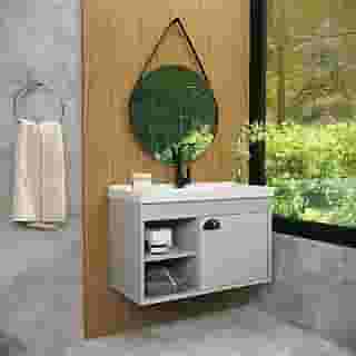 Gabinete Armario para Banheiro 100% MDF com Cuba - Monza Lineo 60cm