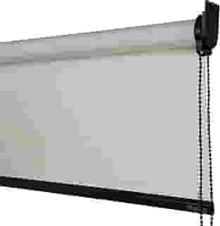 Cortina Persiana Rolo Blackout SOB MEDIDA comando lado DIREITO (SEM BANDÔ) (Linho Natural - Acabamento Preto, 2,40 (lar) x 1,50 (alt))