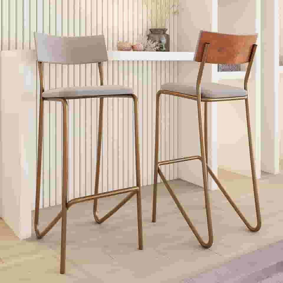 Kit 2 Banquetas Altas Cozinha Balcão 1747 Carraro (Rosê)