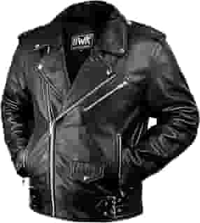 HWK Brando Jaqueta de couro para motociclista masculina, jaqueta de couro preto genuíno com armadura CE removível para andar de motocicleta