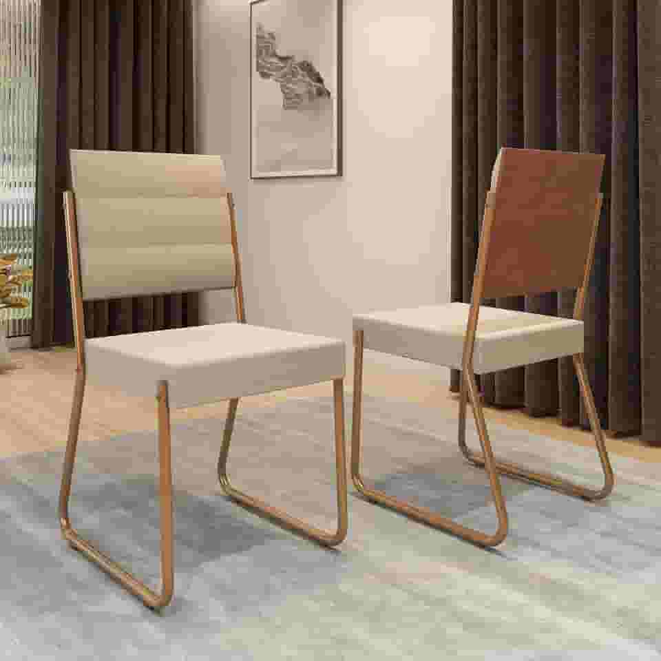 Conjunto 2 Cadeiras de Jantar 1736 Carraro Caramelo/rose