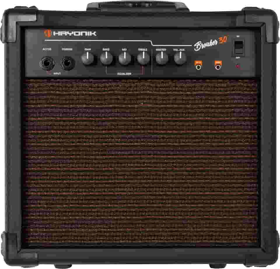 HAYONIK, Amplificador Cubo Para Contrabaixo, falante de 6" 30W RMS, Entrada para contrabaixo ativo e passivo, Preto - Breaker30