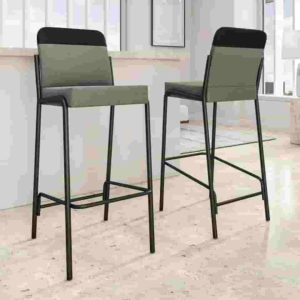 Kit 2 Banquetas Altas Duo Carraro (Grafite e Preto)