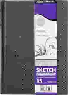 Daler-Rowney Simply Medium Grain 100gsm Hardback A5 Sketchbook, branco macio, 54 folhas, bloco de desenho básico, ideal para artistas iniciantes e amadores