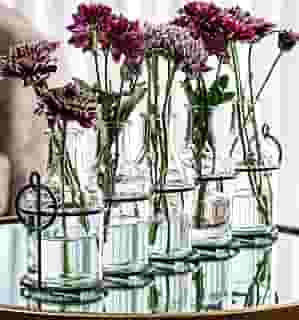 Vaso de flores de vidro com suporte de metal, os melhores vasos para flores, conjunto para decoração de casa, decorações de casamento, decoração de mesa, cozinha, banheiro, quarto, decoração de prateleira, melhor vaso moderno para arranjo de flores