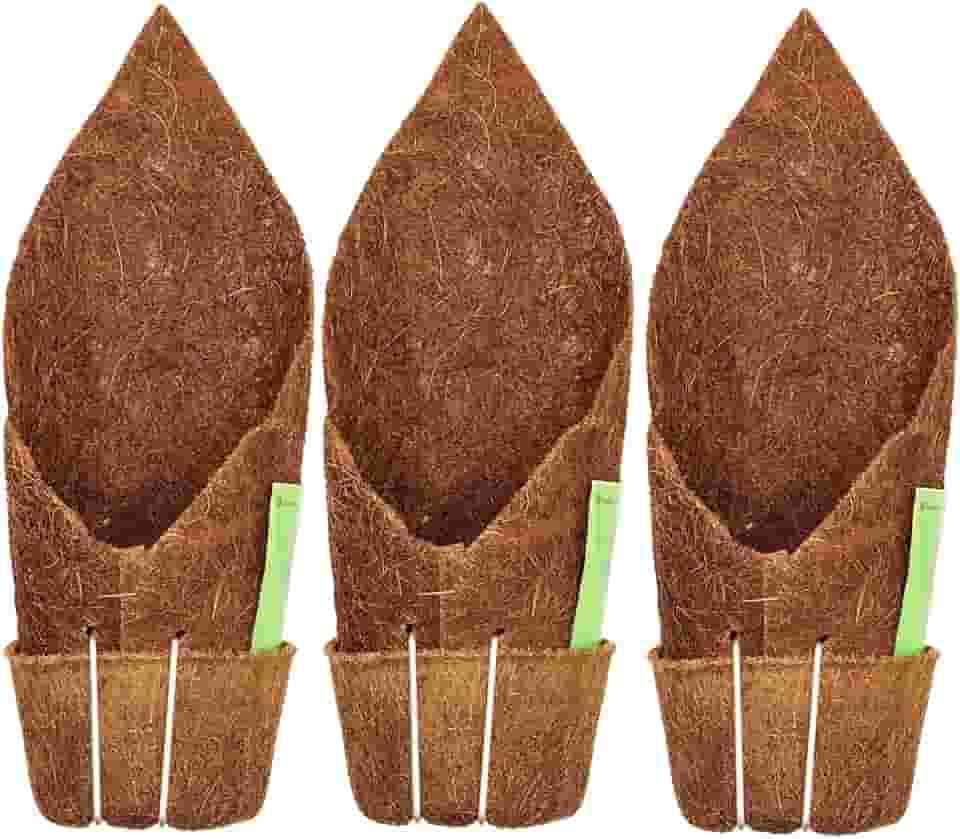 Kit 3 Vaso Suspenso Fibra de Coco Kopin Coquim com Suporte Para Pendurar Orquídeas, Samambaias, Bromélias e Outras Plantas