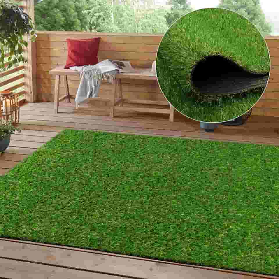 Heyroll Grama artificial realista, 9,5 m x 1,5 m, grama sintética artificial, tapete de grama verde de 20 mm, tapete de gramado para cães de estimação com orifícios de drenagem para pátio interno ao ar livre jardim paisagem/tamanho personalizado