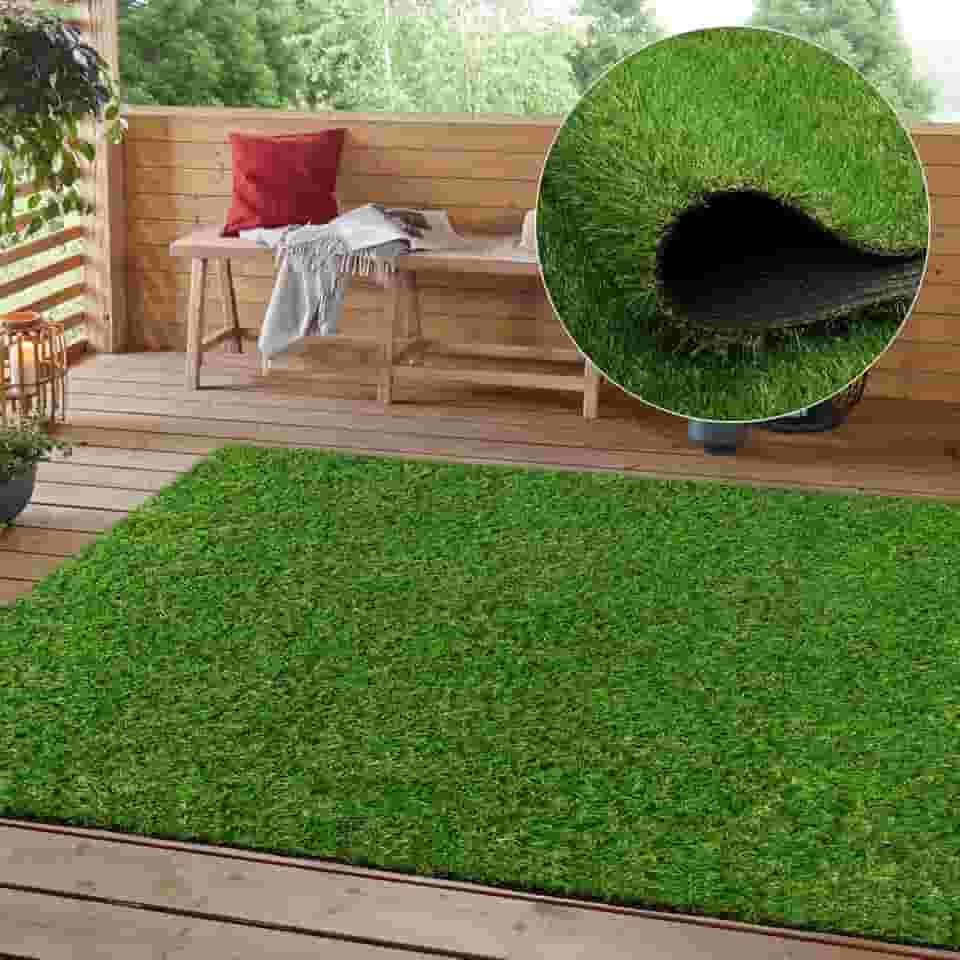 Heyroll Grama artificial realista, 9,5 m x 3 m, grama sintética sintética, tapete de grama verde de 20 mm, tapete de gramado para cães de estimação com orifícios de drenagem para pátio interno e externo, jardim, paisagem/tamanho personalizado