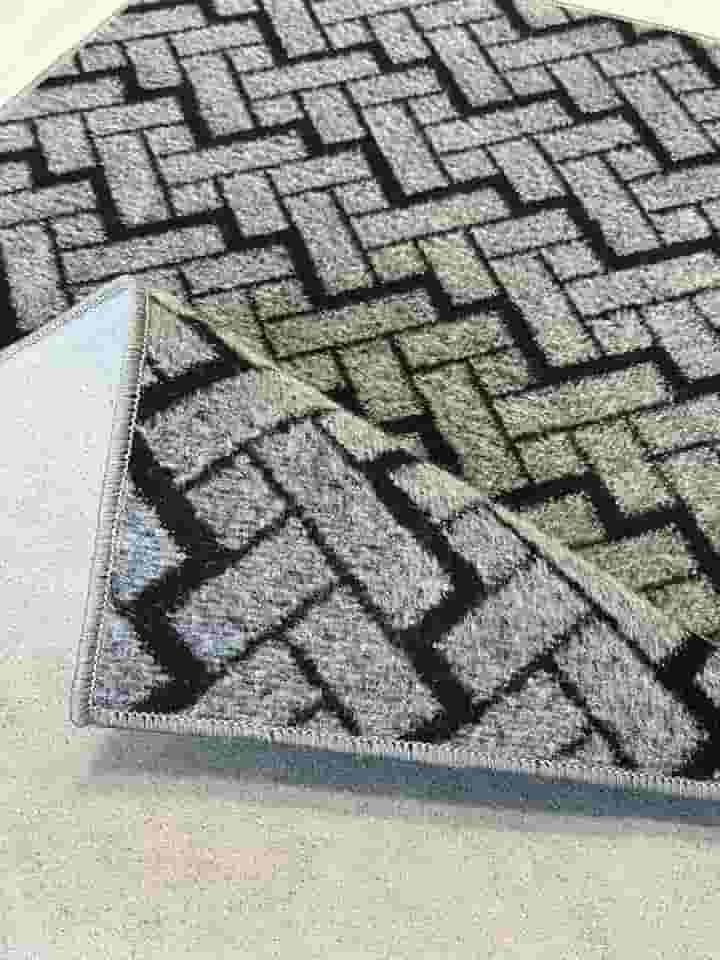 Tapete Para Sala Quarto Cinza Preto 1,00 X 1,50m Pequeno Feltro Macio7845176301567