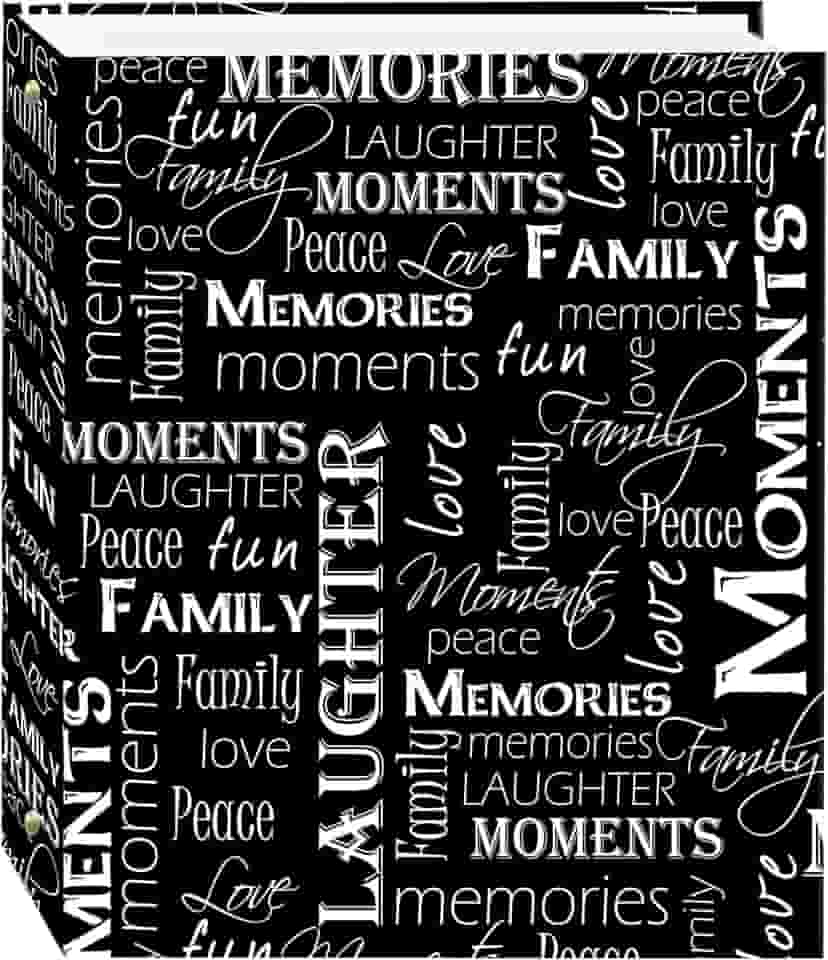 Álbum de fotos magnético autocolante de 3 anéis, 50 folhas, branco e preto