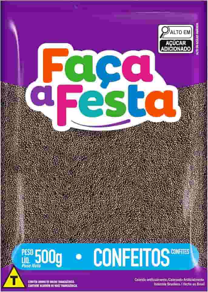 Faça a Festa – Confeito Brigadeiro 500g | Ideal para Decoração e Cobertura de Doces e Bolos | Crocante, Brilhante e com Sabor Irresistível