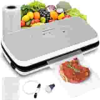 NutriChef Seladora a vácuo | Sistema automático de vedação de ar a vácuo para preservação de alimentos com kit iniciante | Design compacto | Testado em laboratório | Modos de alimentos secos e úmidos
