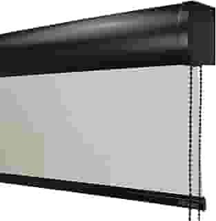 Cortina Persiana Rolo Blackout SOB MEDIDA cor Linho Natural (1,50(lar) X 1,50(alt) Acabamento Preto COM BANDÔ)