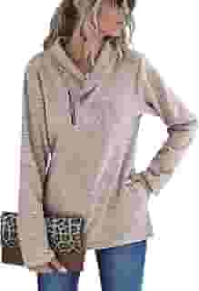 Moletom feminino Romanstii de manga comprida, pulôver, casual, slim fit, túnica, blusa, leve, esportivo, Khaki Pullover Sweatshirt, Large