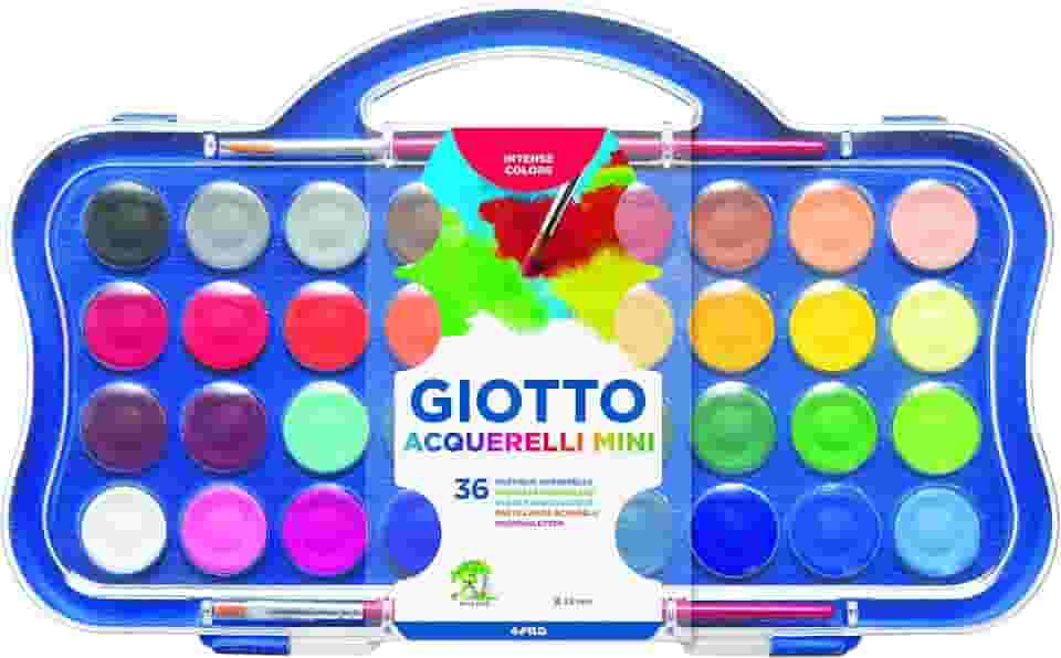 GIOTTO Acquarelli Mini, Aquarela em Estojo de Pastilhas de 23mm, 36 Cores