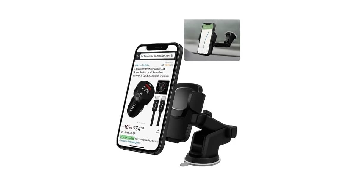 Melhor Suporte Celular Uber: Fixação Segura e Rotação 360°