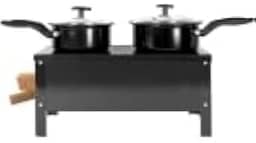 Fogão A Lenha Portátil Camping Aço Carbono Multiuso 2 Bocas