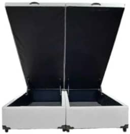 Cama Box Baú Casal Bipartido Linhão Cinza Com Pistão A Gás - Estrutura Reforçada - Imperium do Sono