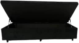 Cama Box Baú Solteiro Bom Sonho Suede Preto com Pistões a Gás