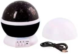 Luminária Projetor Estrela 360° Star Night Light LED Rotativo Colorido - Céu Estrelado, Lua e Galáxia para Quarto Infantil, Ambiente Relaxante e Decoração (Preto)