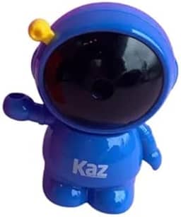 Apontador De Lápis Azul tema Astronauta Com Manivela e Depósito - 9cm