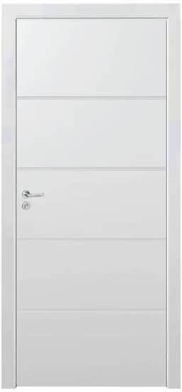 Kit Porta de Madeira 210x80cm Frisada Laqueada Direita Moldufama Branco