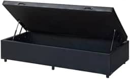 Cama Box baú solteiro corino preto com pistao a gás