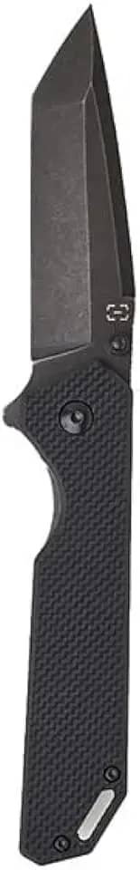 Faca Indominus, Lâmina Tanto Point 85mm, Cabo G10, Aço Inox 420, Preto