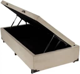 Cama Box Baú Solteiro Bom Sonho Suede Bege com Pistões a Gás