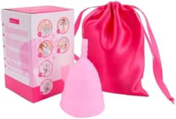 Coletor Menstrual em Silicone com Sacola de Cetim, 7cm, Reutilizável