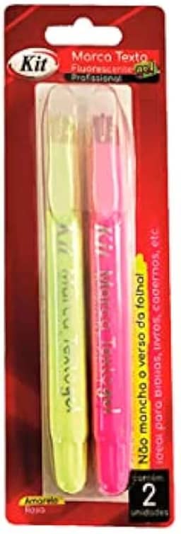 Marca Texto Kit Gel Profissional com 2 Amarelo/Rosa, Kit