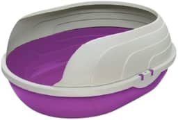 Banheira para Gatos Grande com Arco, Rosa e Preto, 47x38cm, Bandeja Removível