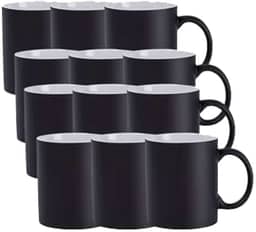 Kit 12 Caneca Para Sublimação Mágica Preto Fosca 325ml Metalnox