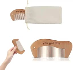 Pente de parto de madeira para alívio da dor do parto, presente de incentivo para mulheres grávidas, pente de parto e parto para alívio da dor na gravidez (com bolsa de pano)