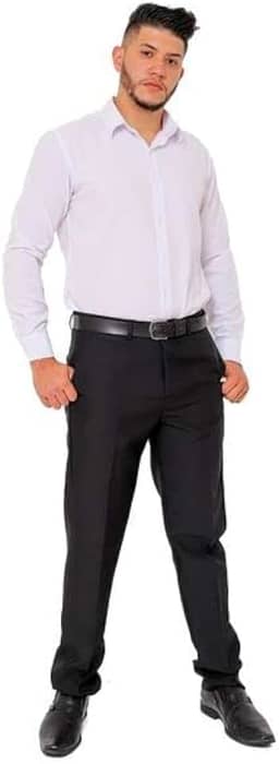 Calça Social Preto Calça de Terno com Fechamento de Colchete de Gancho e Zíper tecido Oxford